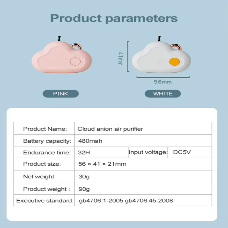 Bakeey Portable Personal Hanging Neck Air Purifier Wearable Negative Ion Generator PM2.5 Formaldehyde Removal Filters
