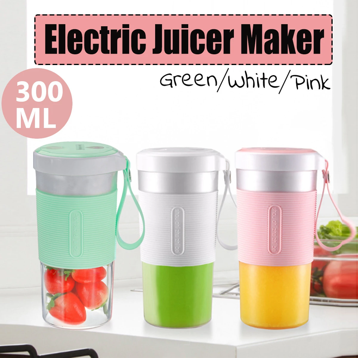 Bakeey 300ML Portable Blender Personal Mini Size Blender USB Rechargeable Juicer Cup 22000Rpm