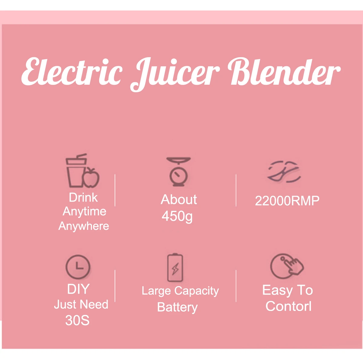 Bakeey 300ML Portable Blender Personal Mini Size Blender USB Rechargeable Juicer Cup 22000Rpm