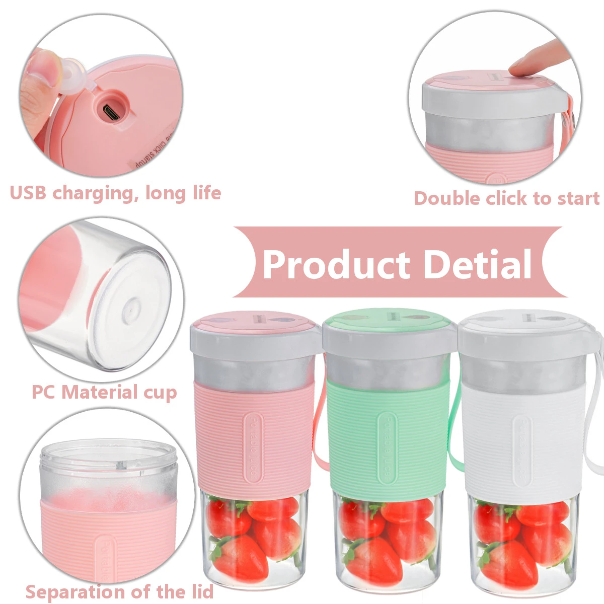 Bakeey 300ML Portable Blender Personal Mini Size Blender USB Rechargeable Juicer Cup 22000Rpm