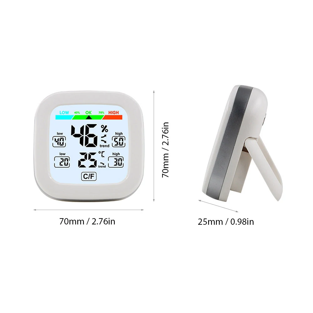 Digital Hygrometer Thermometer Indoor Temperature Humidity Meter Sensor 24H Data Record LCD Display Magnetic Adsorption with Trend Backlight Weather Station