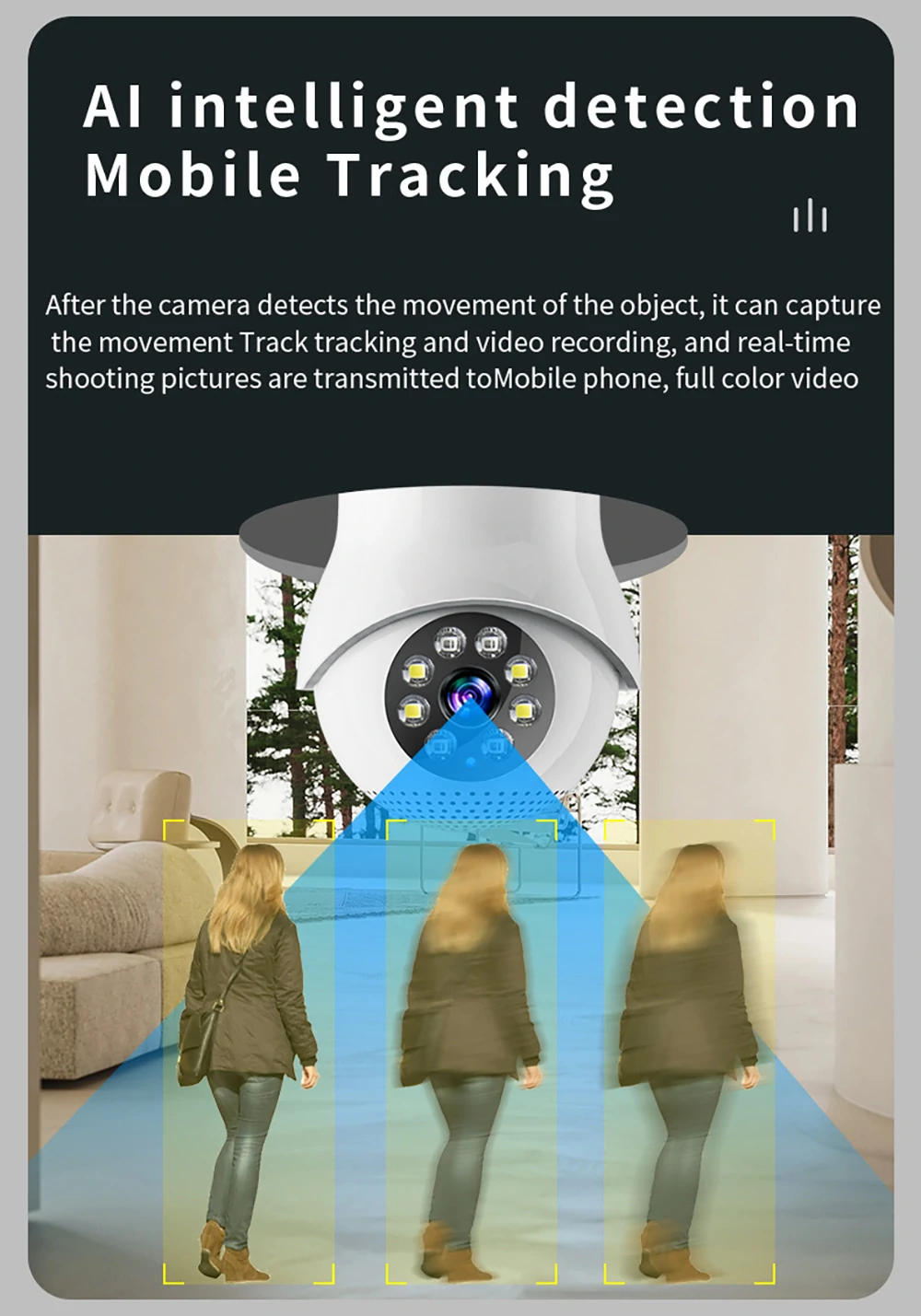 WiFi iP Bulb Camera with Lamp Holder 5G 1080P Wireless Night Vision Color Motion Detection Two-way Audio AP Hotspot Video Playback Home Security Camera