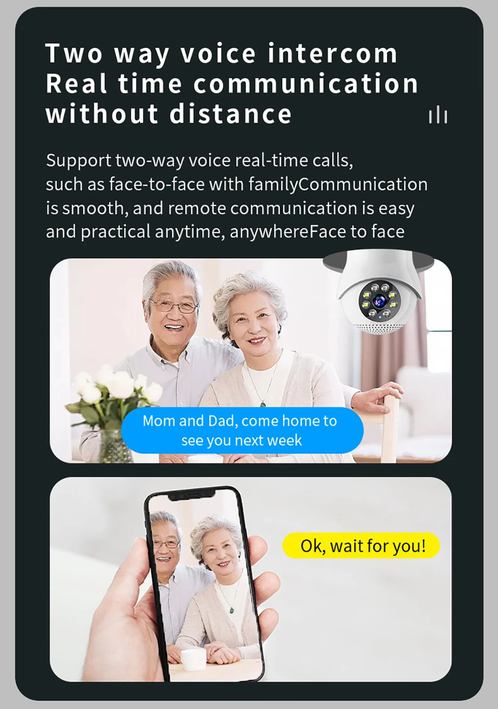 WiFi iP Bulb Camera with Lamp Holder 5G 1080P Wireless Night Vision Color Motion Detection Two-way Audio AP Hotspot Video Playback Home Security Camera