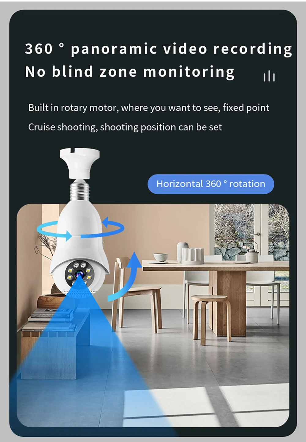 WiFi iP Bulb Camera with Lamp Holder 5G 1080P Wireless Night Vision Color Motion Detection Two-way Audio AP Hotspot Video Playback Home Security Camera