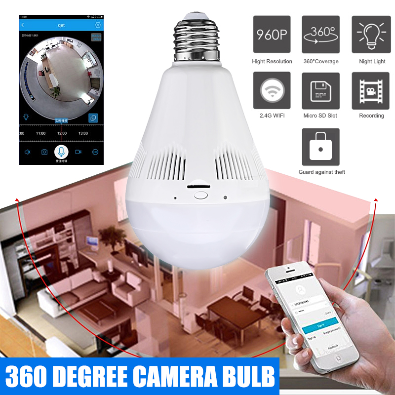 E27 VR Bulb Camera 360 Degree Panoramic wifi Hidden Camera White Light Bulb E27 VR Bulb Camera 360 Degree Panoramic wifi Hidden Camera White Light Bulb