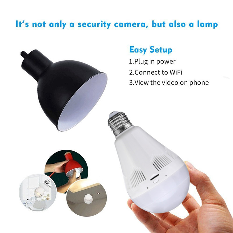E27 VR Bulb Camera 360 Degree Panoramic wifi Hidden Camera White Light Bulb E27 VR Bulb Camera 360 Degree Panoramic wifi Hidden Camera White Light Bulb