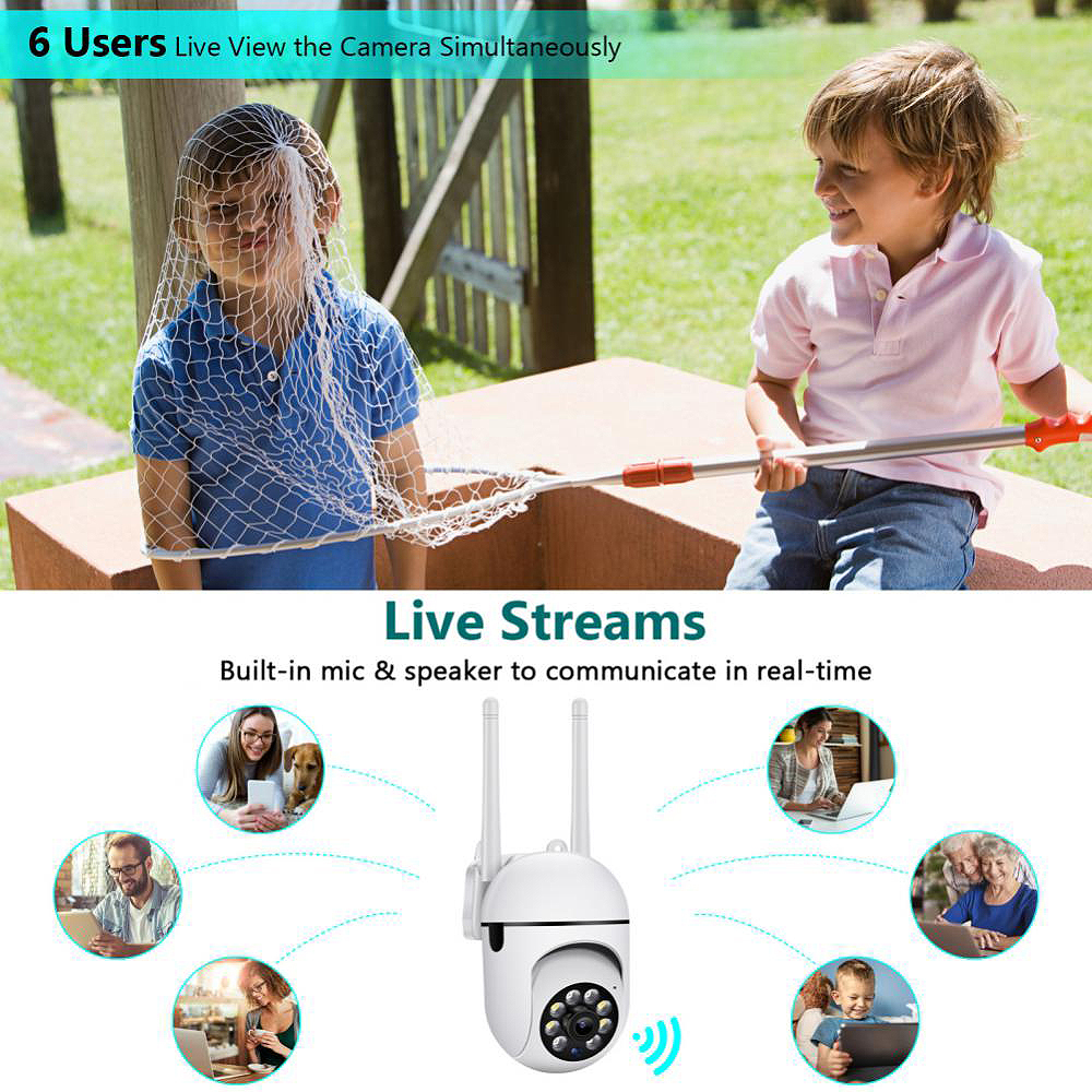 2.4G+5G WiFi IP Camera Outdoor Wireless Surveillance Security Video Cam Night Vision Motion Detection Alarm APP Push Notifications Two-way Audio CCTV Camera