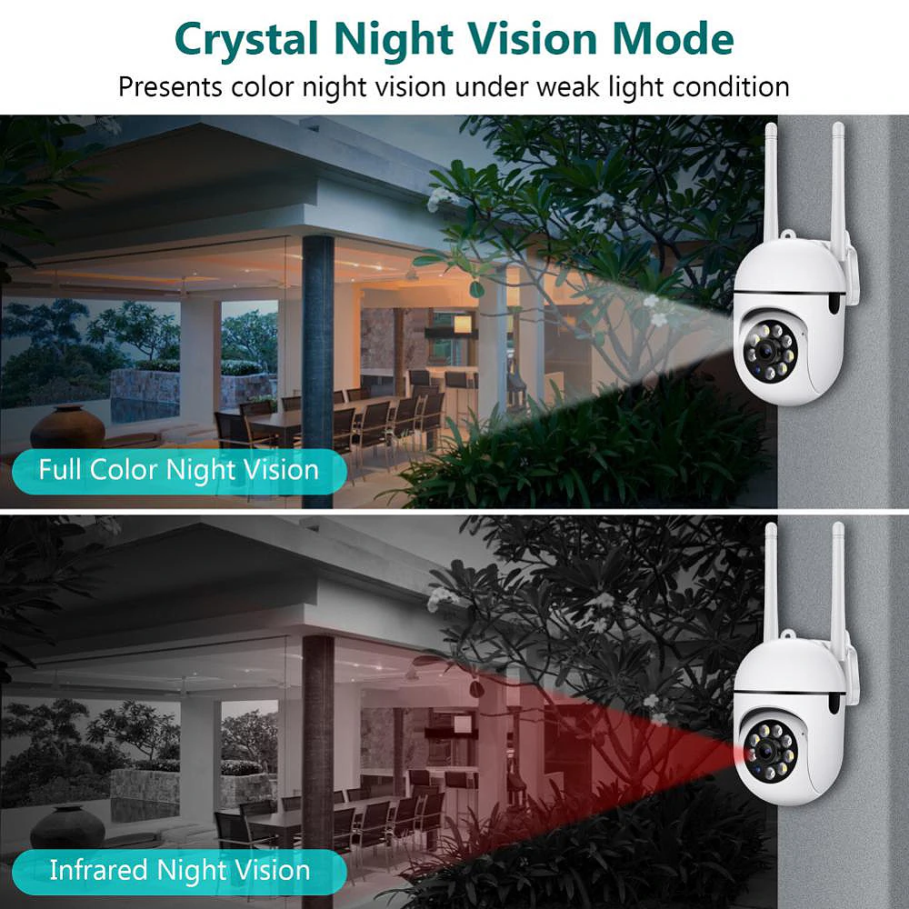 2.4G+5G WiFi IP Camera Outdoor Wireless Surveillance Security Video Cam Night Vision Motion Detection Alarm APP Push Notifications Two-way Audio CCTV Camera