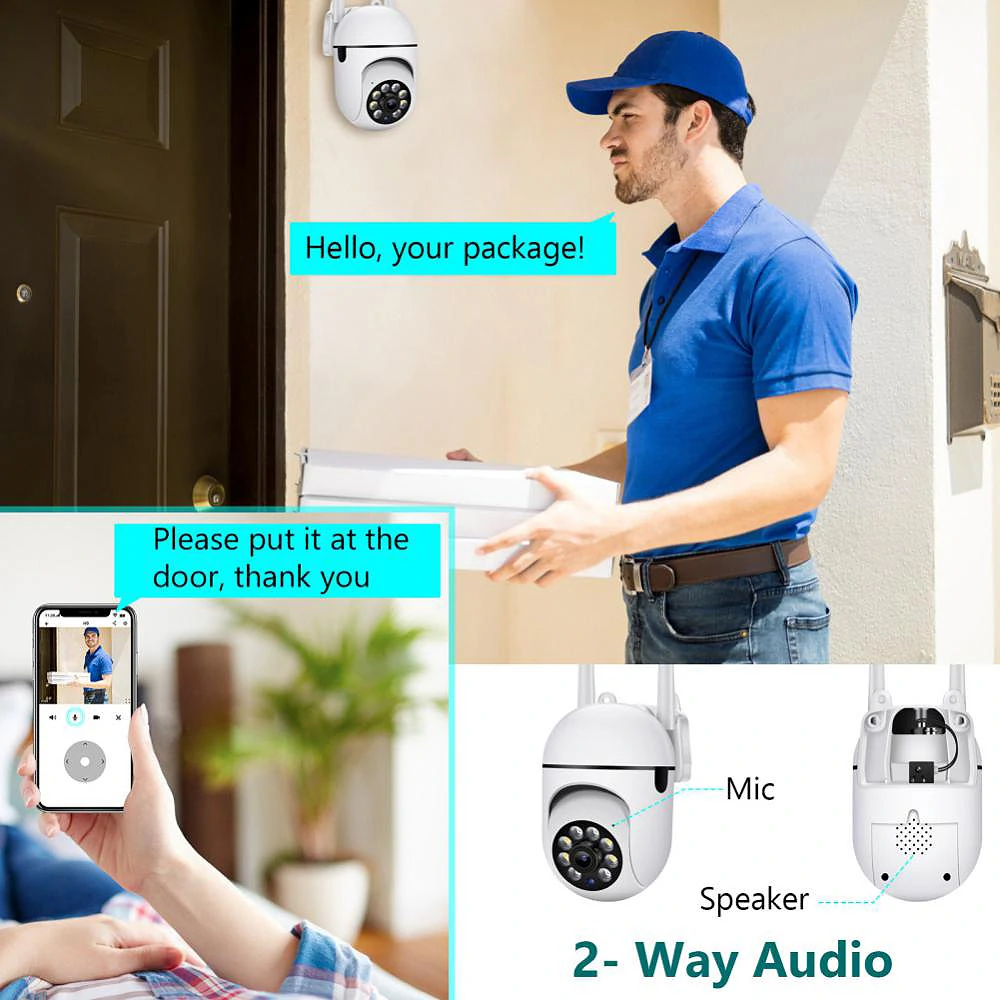 2.4G+5G WiFi IP Camera Outdoor Wireless Surveillance Security Video Cam Night Vision Motion Detection Alarm APP Push Notifications Two-way Audio CCTV Camera