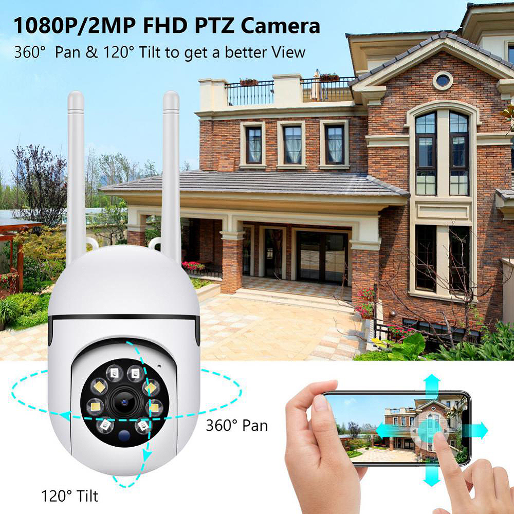2.4G+5G WiFi IP Camera Outdoor Wireless Surveillance Security Video Cam Night Vision Motion Detection Alarm APP Push Notifications Two-way Audio CCTV Camera