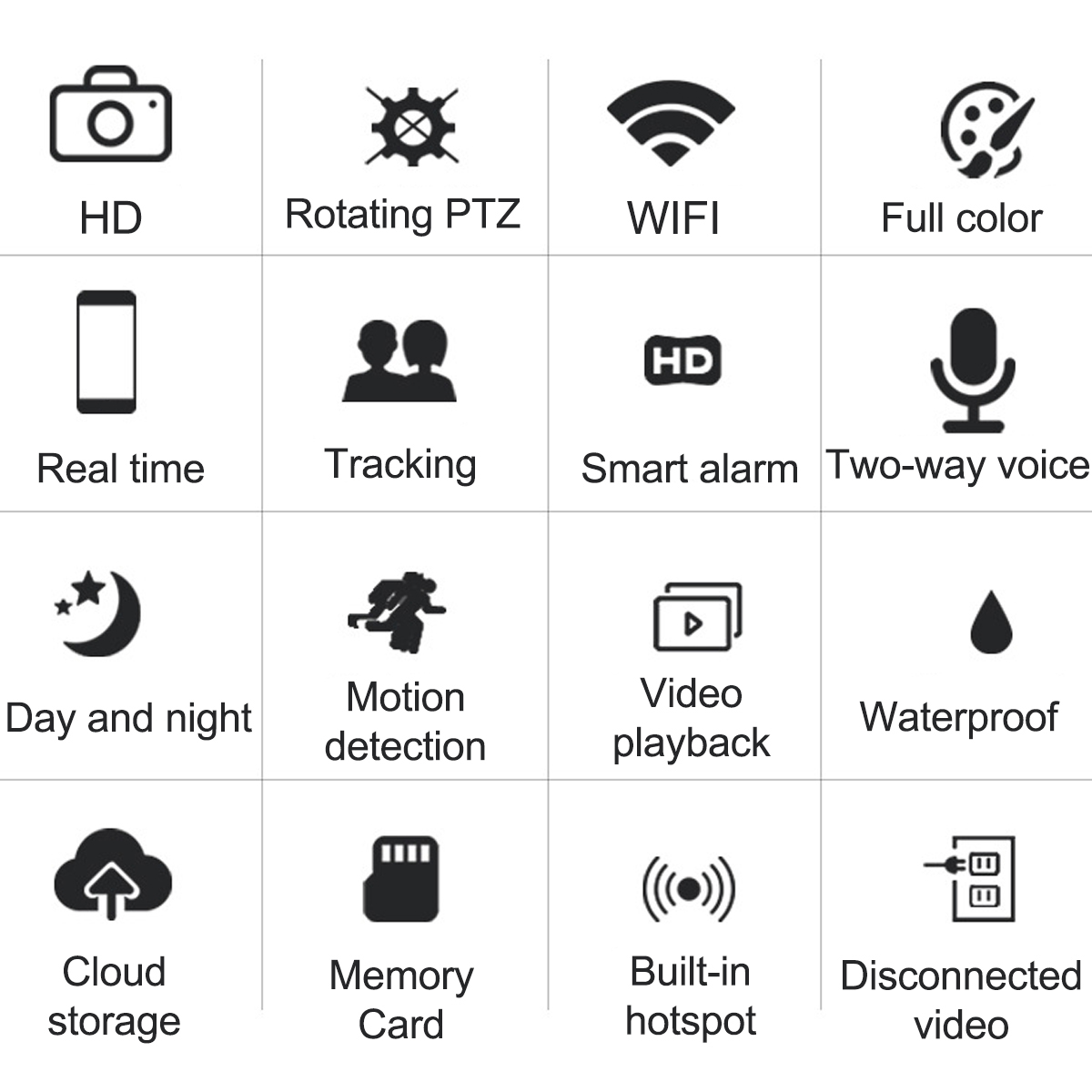 Wireless Wifi Security Camera 2MP HD Waterproof IP66 Night Vision Motion Detection Smart Alarm WIFI IP Camera Two-way Voice