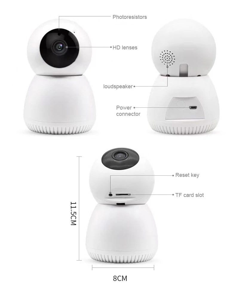 Surveillance Camera 1080P WIFI Camera Home Security Camera Indoor Camera WIFI Baby Monitor Audio Video APP Control