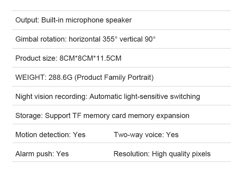 Surveillance Camera 1080P WIFI Camera Home Security Camera Indoor Camera WIFI Baby Monitor Audio Video APP Control