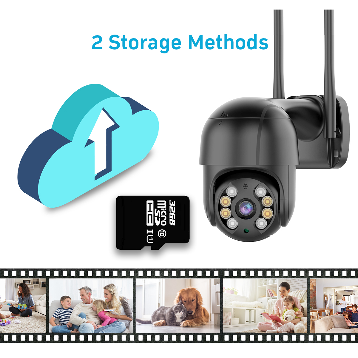 5MP WiFi Monitoring Camera Wireless PTZ Night Vision Two-way Intercom APP Remote Viewing AI Alarm Push Video Playback Built-in Hotspot IP66 Waterproof Security Home Camera