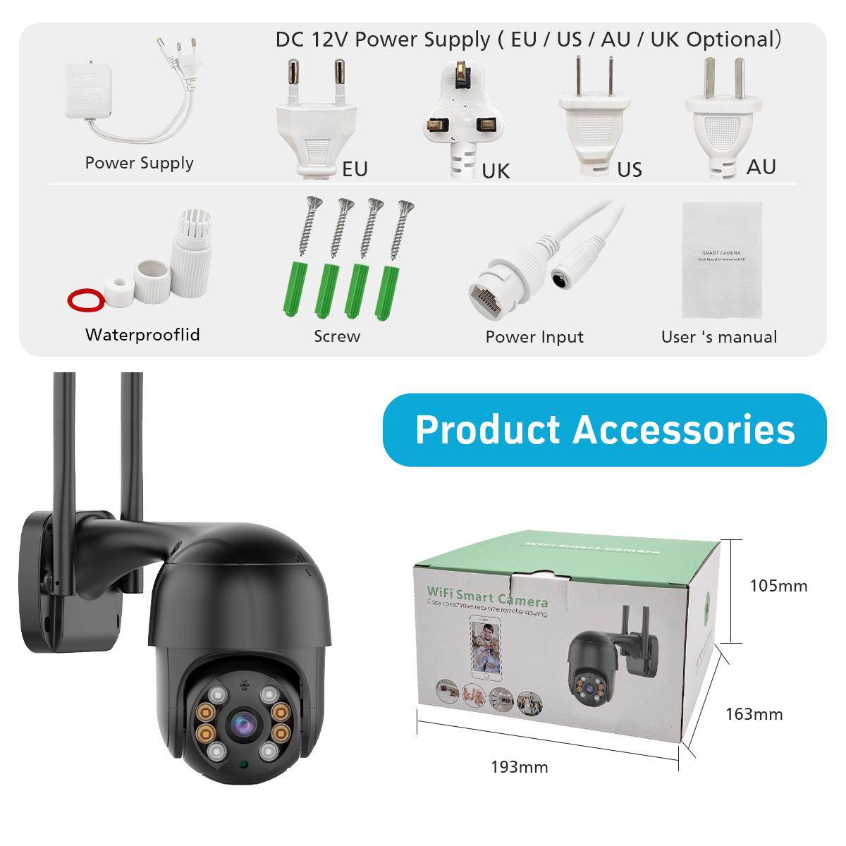 5MP WiFi Monitoring Camera Wireless PTZ Night Vision Two-way Intercom APP Remote Viewing AI Alarm Push Video Playback Built-in Hotspot IP66 Waterproof Security Home Camera