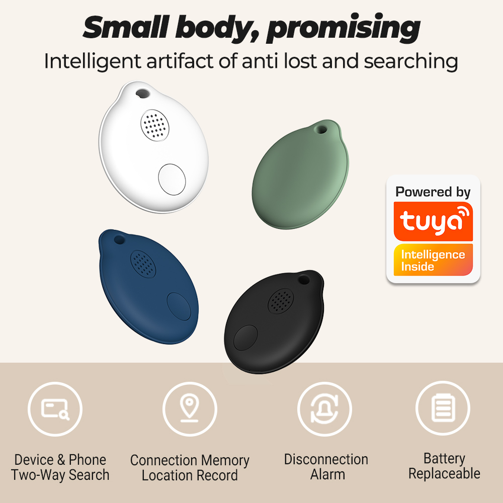 Tuya bluetooth Anti-Lost Finder Wireless Mini GPS Tracker APP Search Location Alarm Portable for Phone Suitcase Pet Key Finder