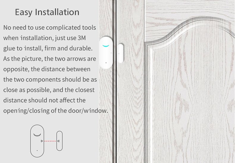 Tuya Doodle Wifi Door Magnetic Sensor Remote Intelligent Linkage Doors And Windows Open And Close Anti-alarm APP Alert Alarm