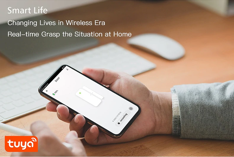 Tuya Doodle Wifi Door Magnetic Sensor Remote Intelligent Linkage Doors And Windows Open And Close Anti-alarm APP Alert Alarm