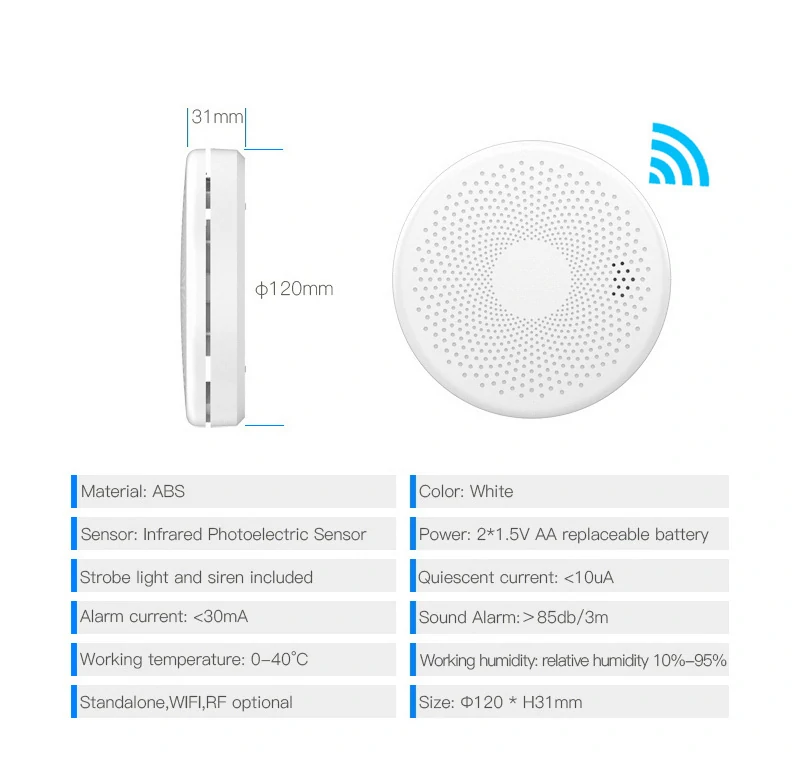 2 in 1 Version WiFi Function Tuya And Smart Life Smoke Detector Sensor & Carbon Monoxide Co Gas Detector Smoke Fire Sound Alarm