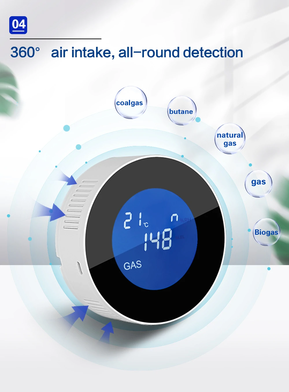 Tuya Wifi Smart Natural Gas Alarm Sensor With temperature function Combustible Gas Leak Detector LCD Display Smart Life App