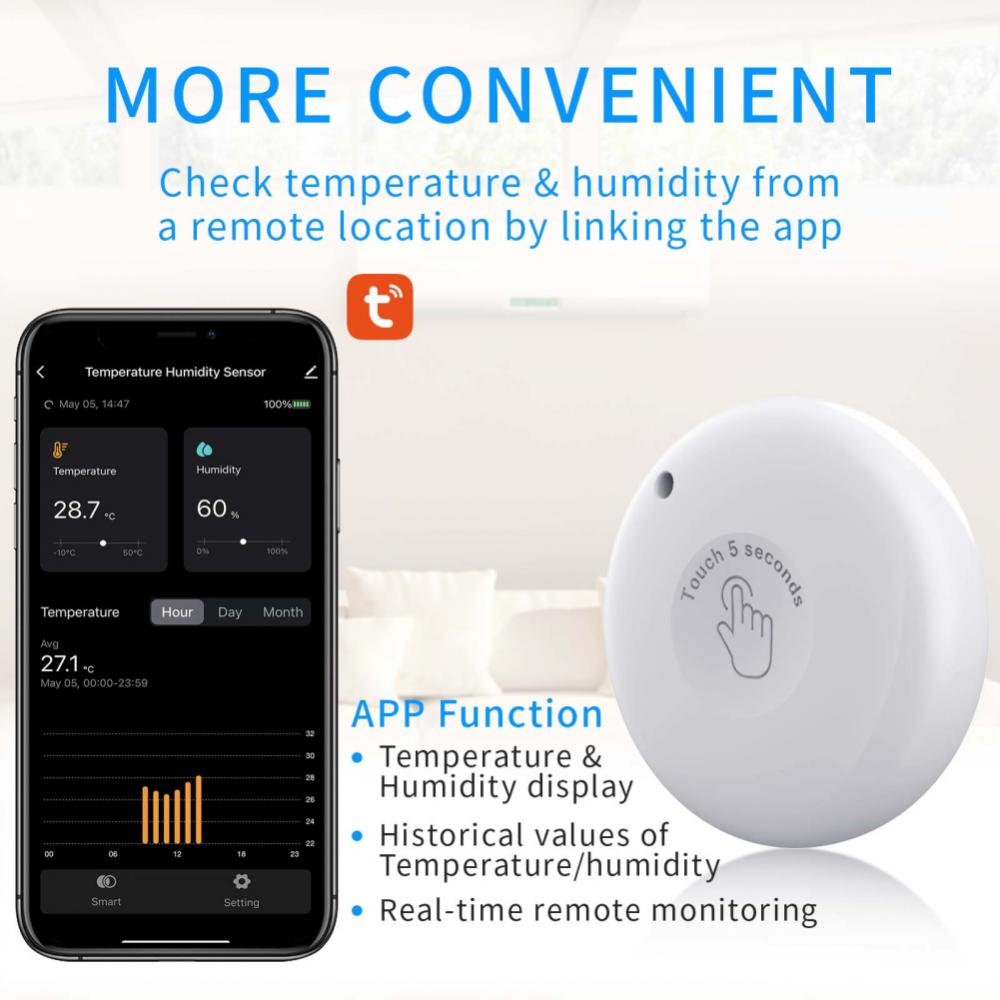 Wireless bluetooth Digital Weather Station Indoor Outdoor Temperature Humidity Meter Alarm Sensor Real-time Remote APP Monitoring Home Thermometer Hygrometer Sensor