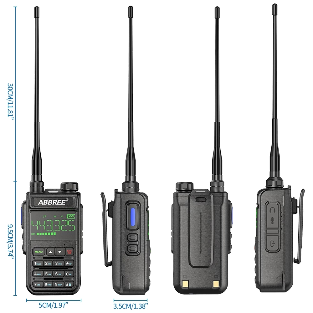 ABBREE AR-518 Full Bands Walkie Talkie 128 Channels LCD Color Screen Two Way Radio Air Band DTMF SOS Emergency Function