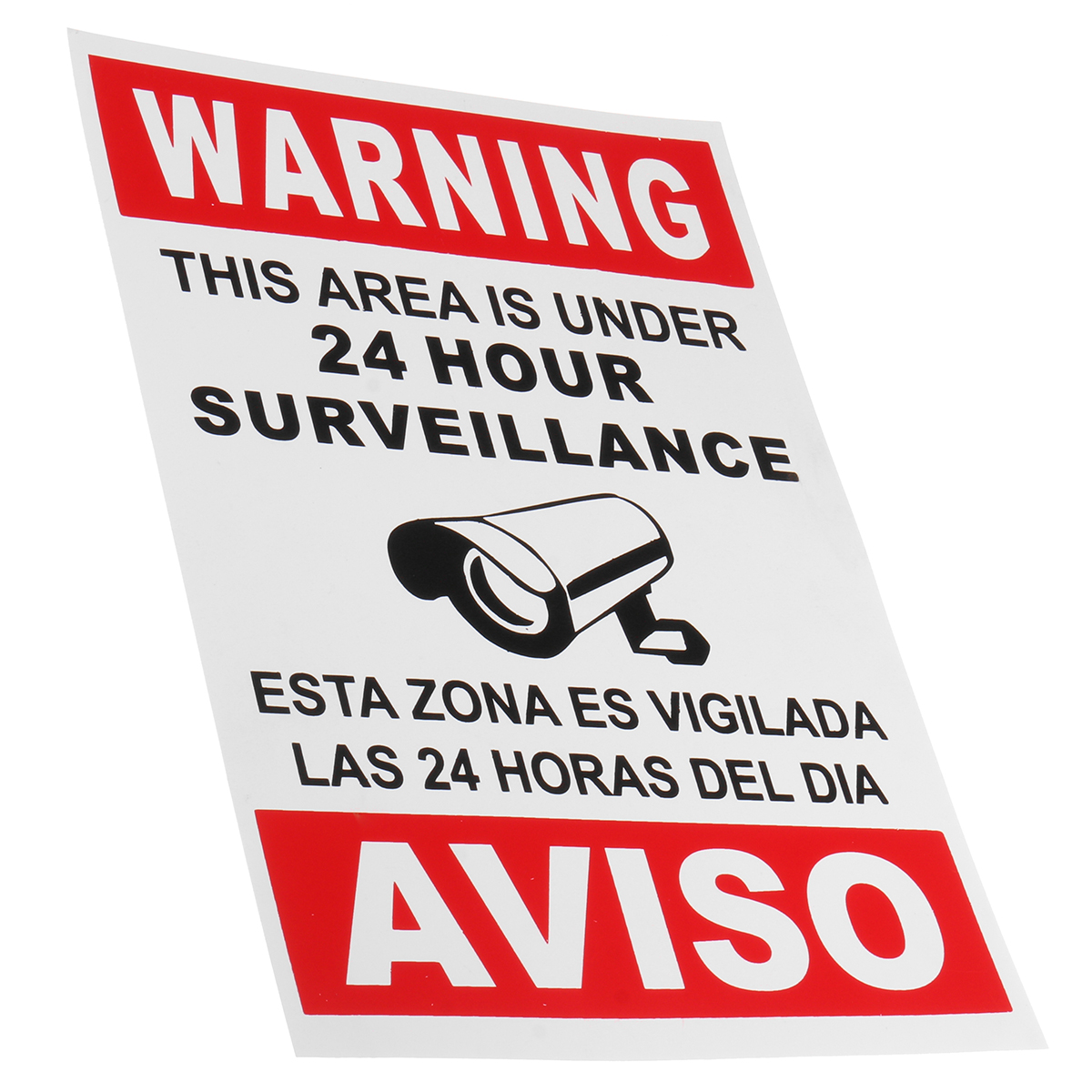 English Spanish Security Warning Sign Camera Sticker Warning This Area Is Under 24 Hour Surveillance English Spanish Security Warning Sign Camera Sticker Warning This Area Is Under 24 Hour Surveillance