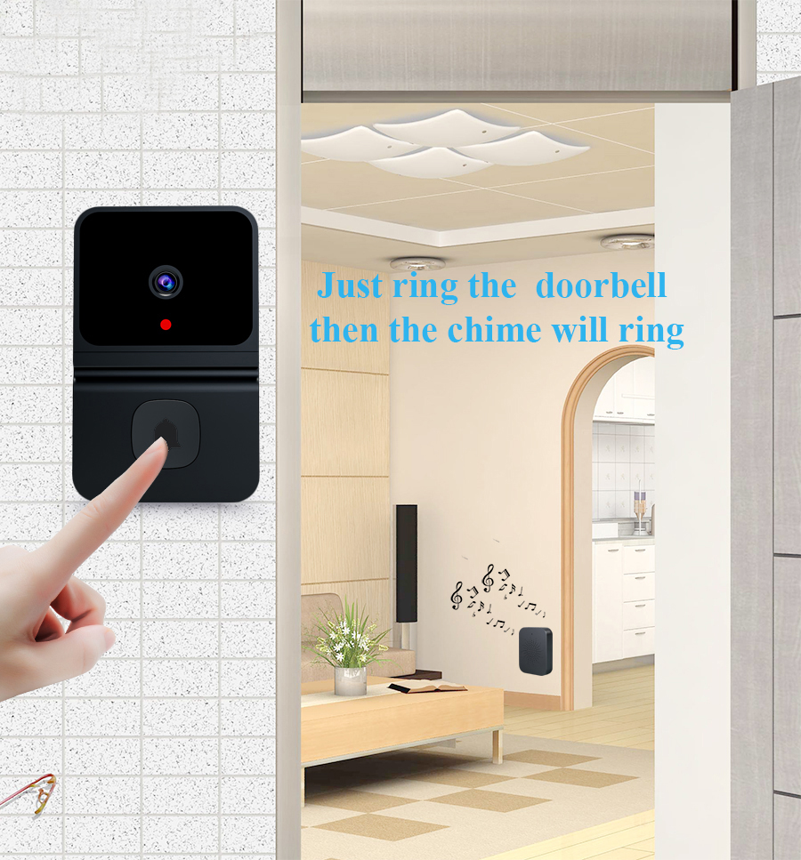 2.4G WiFi Video Doorbell Wireless HD Night Vision Remote Phone Monitoring Two-way Intercom Alarm Notification Push Motion Detection Intelligent Camera Door Bell