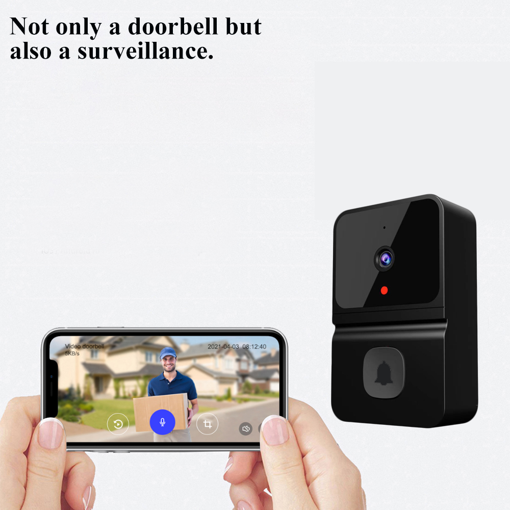 2.4G WiFi Video Doorbell Wireless HD Night Vision Remote Phone Monitoring Two-way Intercom Alarm Notification Push Motion Detection Intelligent Camera Door Bell