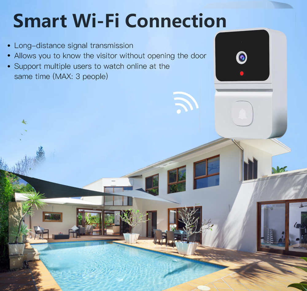 2.4G WiFi Video Doorbell Wireless HD Night Vision Remote Phone Monitoring Two-way Intercom Alarm Notification Push Motion Detection Intelligent Camera Door Bell