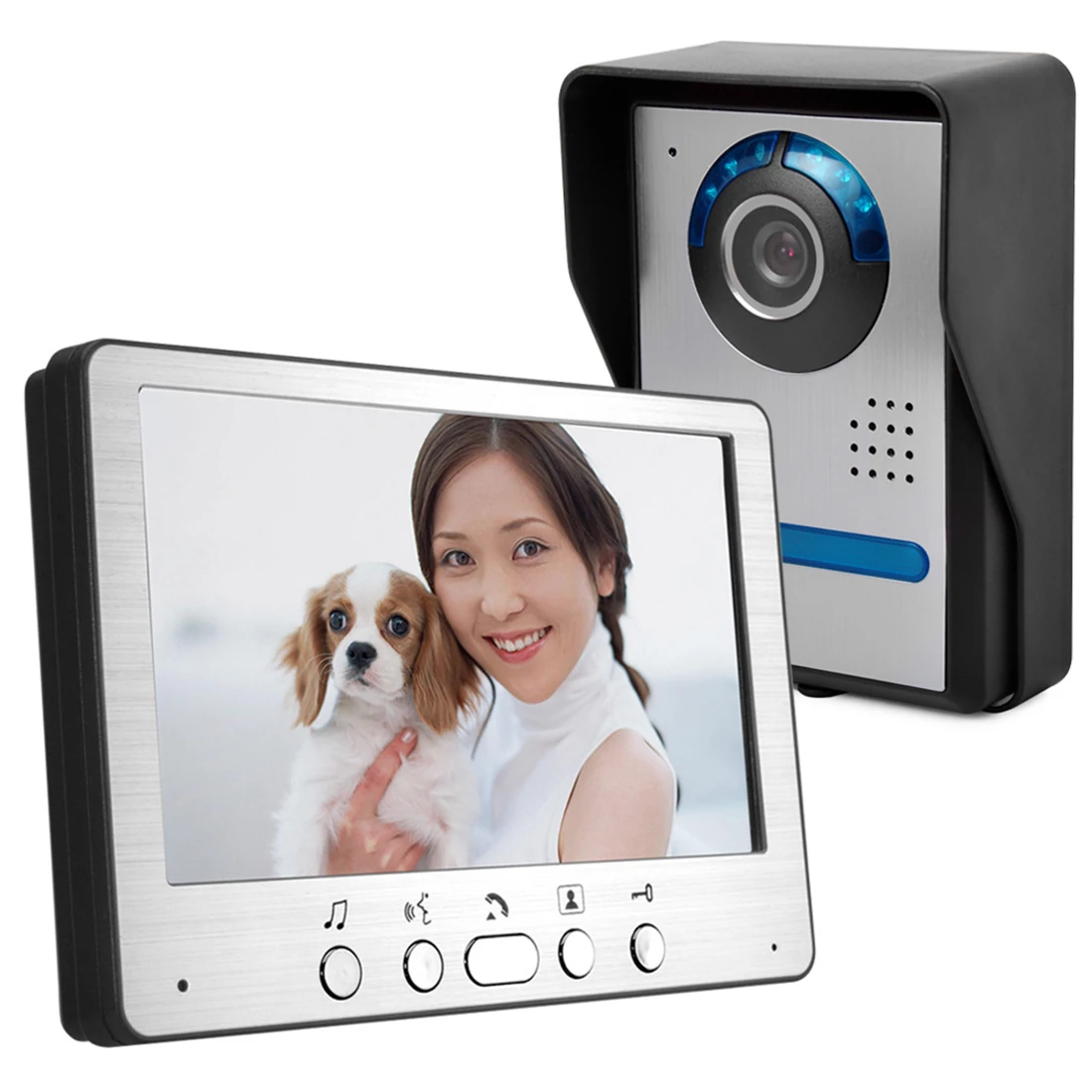 7inch Video Doorbell Camera with Monitor Hands-free Intercom IR Night Vision IP55 Waterproof Built-in 16 Chord Sounds Video Door Entry Security System