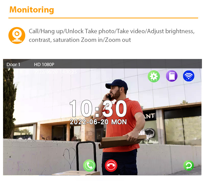 7 inch 1080P Tuya WiFi Video Intercom Doorbell System APP Remote Unlock Night Vision IP55 Waterproof Wireless Visual Doorbell with LCD Monitor for Home Apartment Security