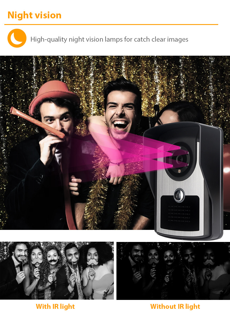 7 inch 1080P Tuya WiFi Video Intercom Doorbell System APP Remote Unlock Night Vision IP55 Waterproof Wireless Visual Doorbell with LCD Monitor for Home Apartment Security