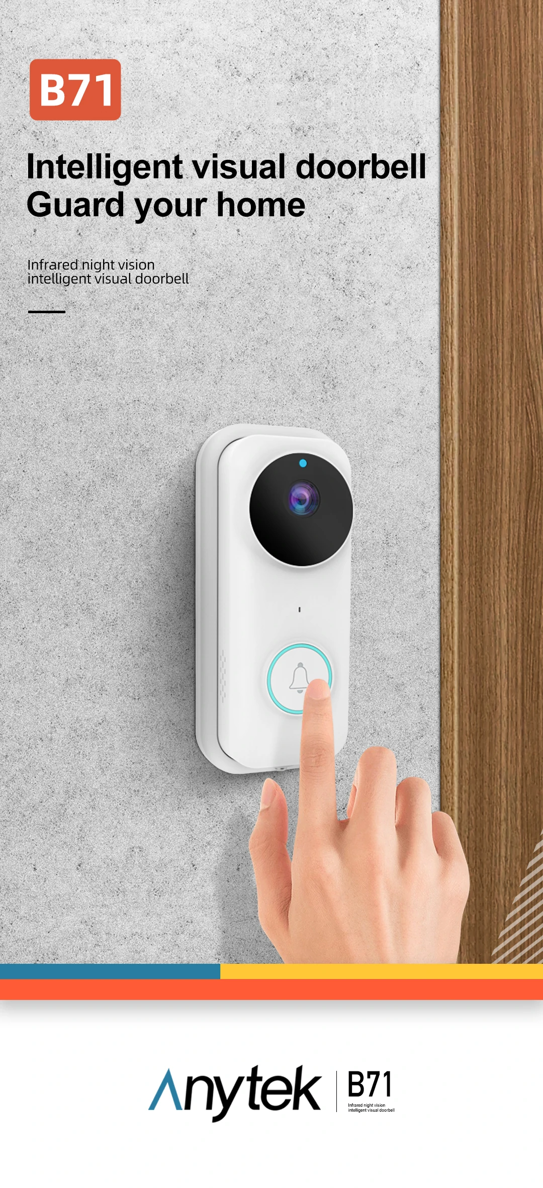 B71 Tuya Wireless Doorbell Intelligent IR Night Vision Intercom APP Remote Monitoring Video Shooting Home Security Door Bell