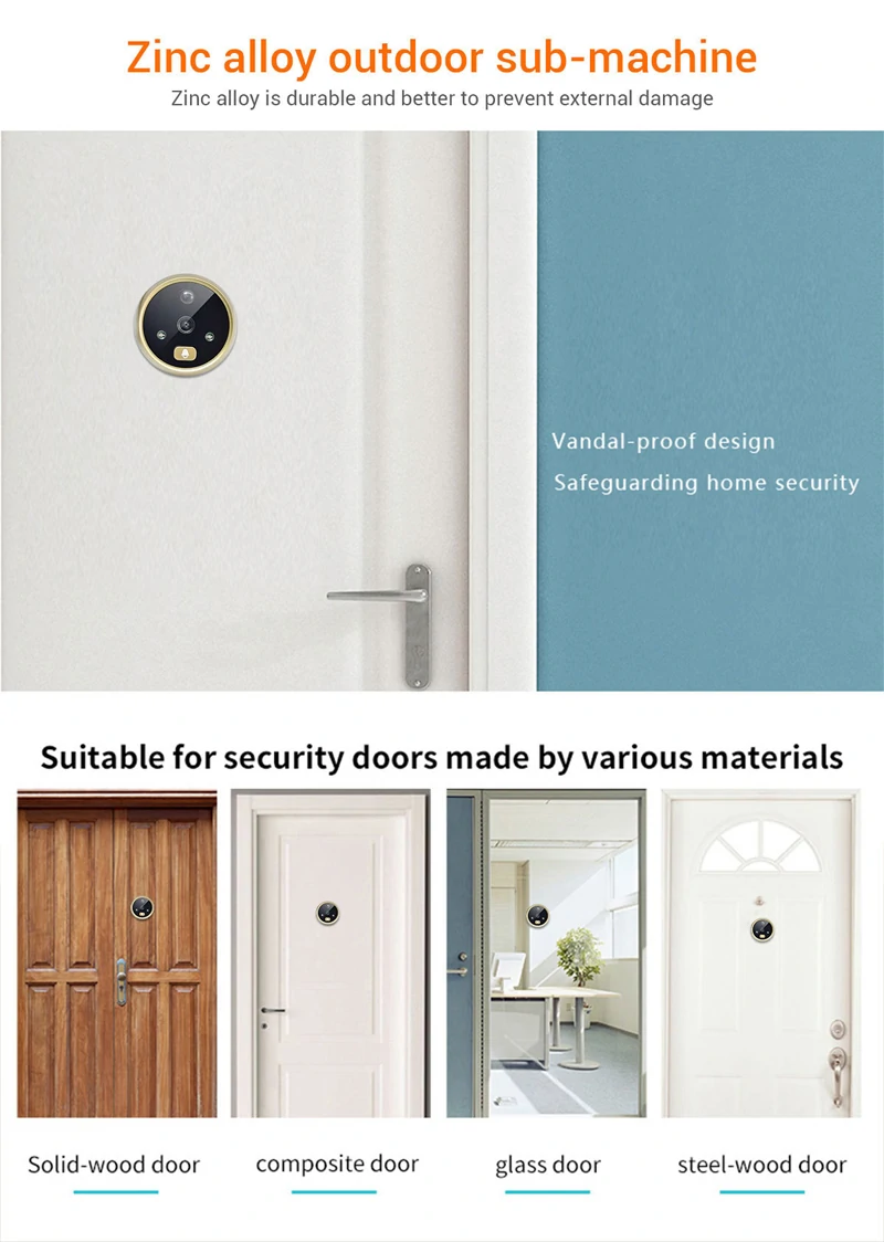 2.8Inch Digital Peephole Viewer Color Screen Smart Video Doorbell Door Camera with 160° Wide Angle Night Vision Motion Detection