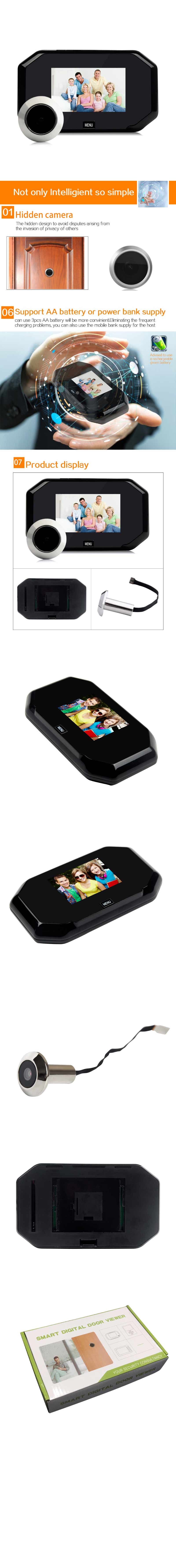 X7 3.5-inch Peephole Doorbell 145 Degree Viewing Night Vision Wireless Doorbell Door Viewer Home Security Cat Eye Camera