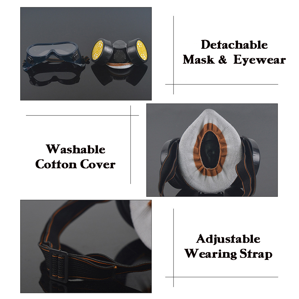 Gas Mask Protection Filter Chemical Respirator Safety Dust Mask Paint Spray Pesticide Anti Dust Respirator