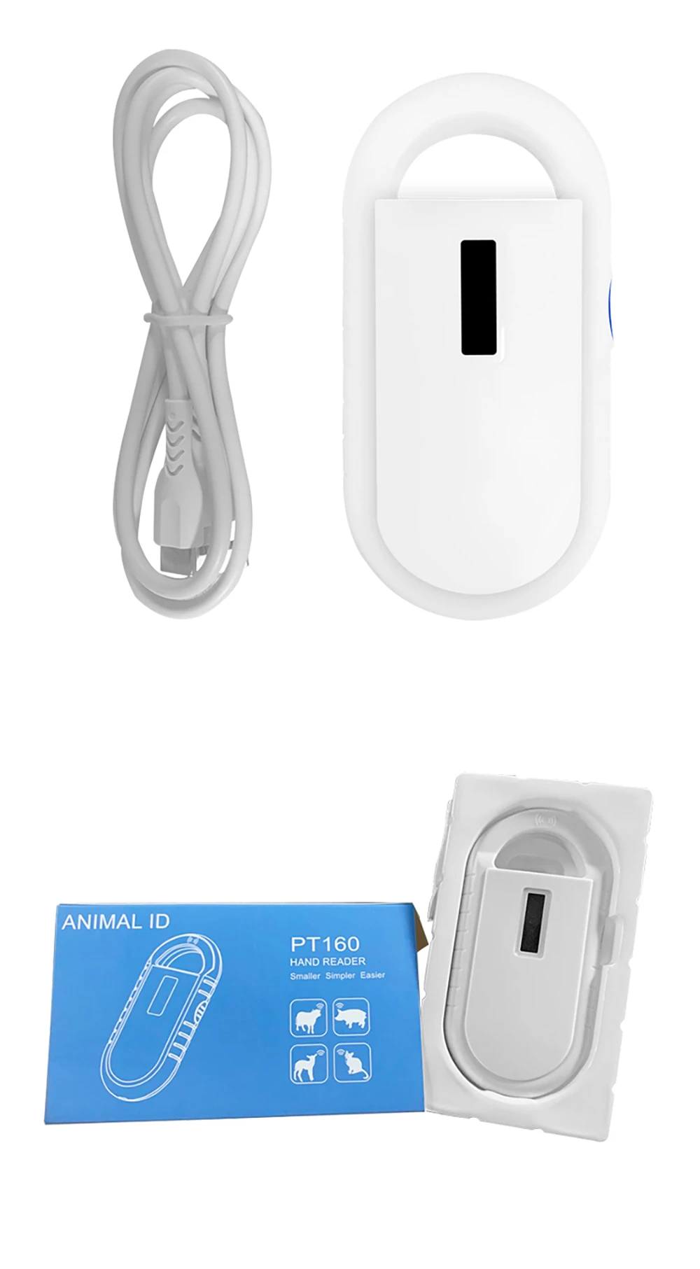 FDX-B Pet Scanner RFID 125/134.2Khz Reader ISO11784/85 Handheld Microchip Transponder USB Dog Horse Animal Tag Identification