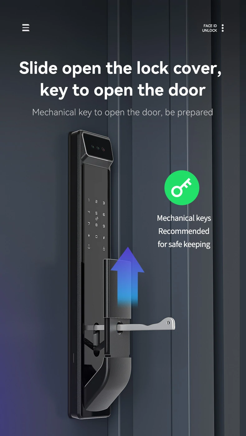 3D Face Smart Door Lock Security Camera Monitor Intelligent Fingerprint Password Biometric Electronic Key Unlock