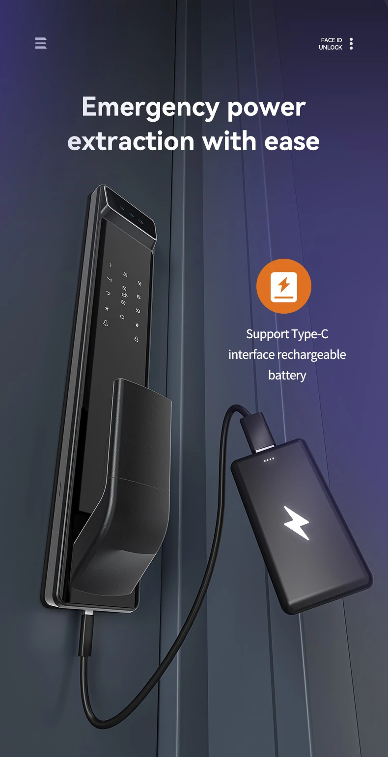 3D Face Smart Door Lock Security Camera Monitor Intelligent Fingerprint Password Biometric Electronic Key Unlock