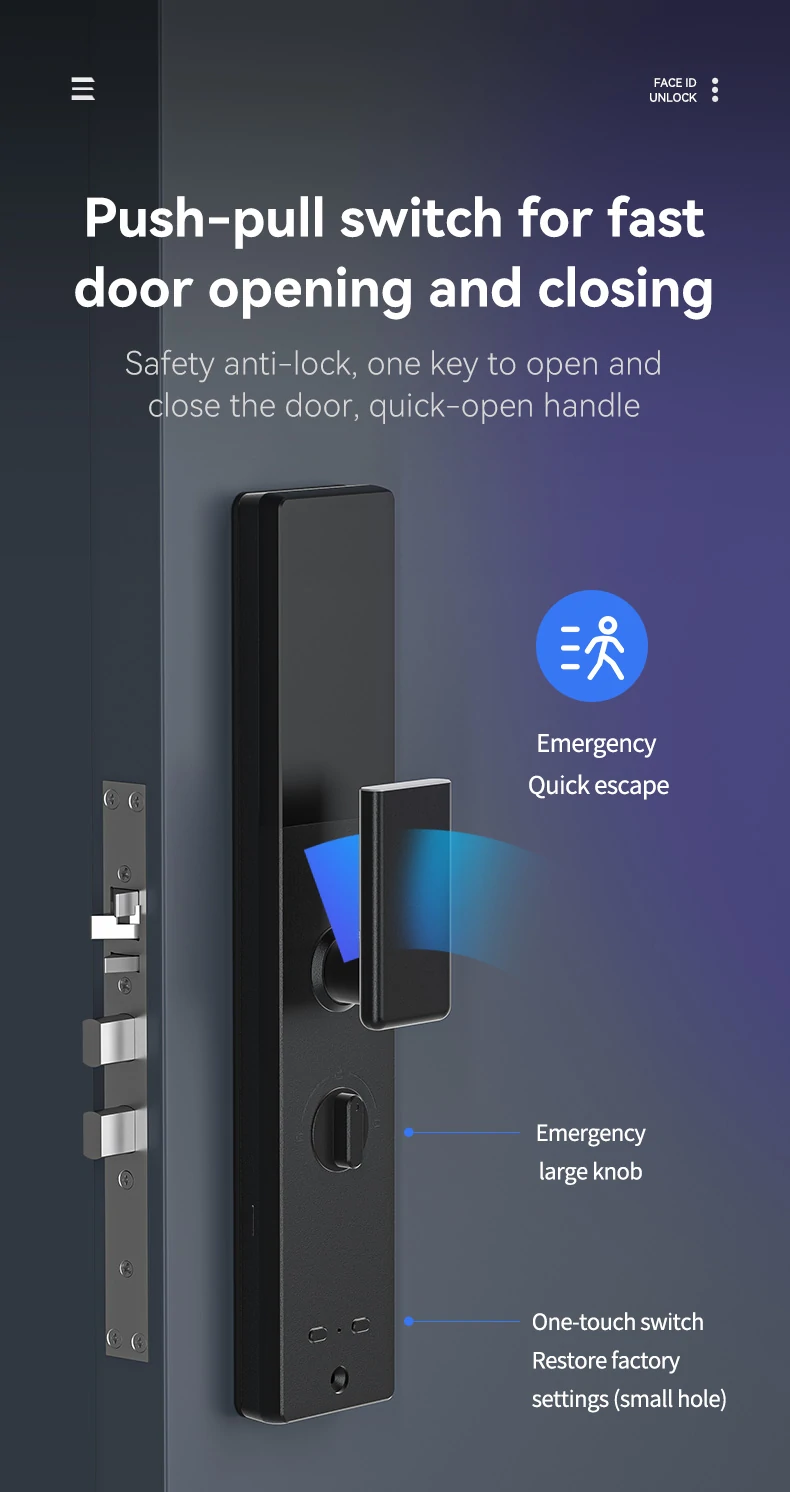 3D Face Smart Door Lock Security Camera Monitor Intelligent Fingerprint Password Biometric Electronic Key Unlock