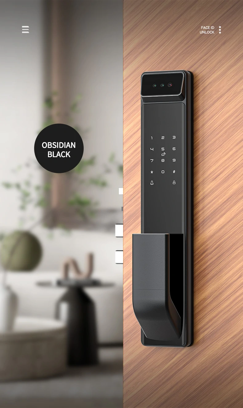 3D Face Smart Door Lock Security Camera Monitor Intelligent Fingerprint Password Biometric Electronic Key Unlock