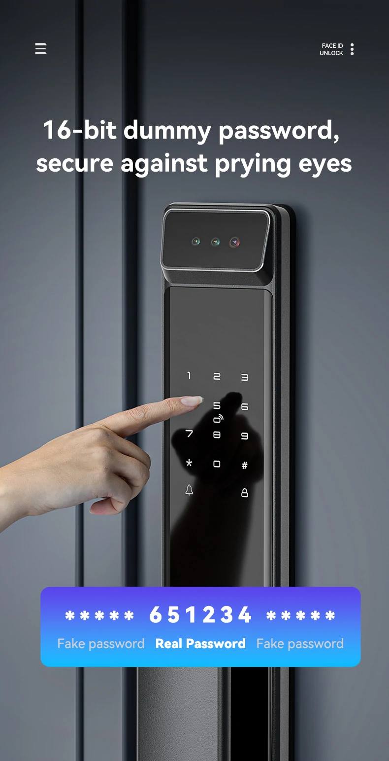3D Face Smart Door Lock Security Camera Monitor Intelligent Fingerprint Password Biometric Electronic Key Unlock