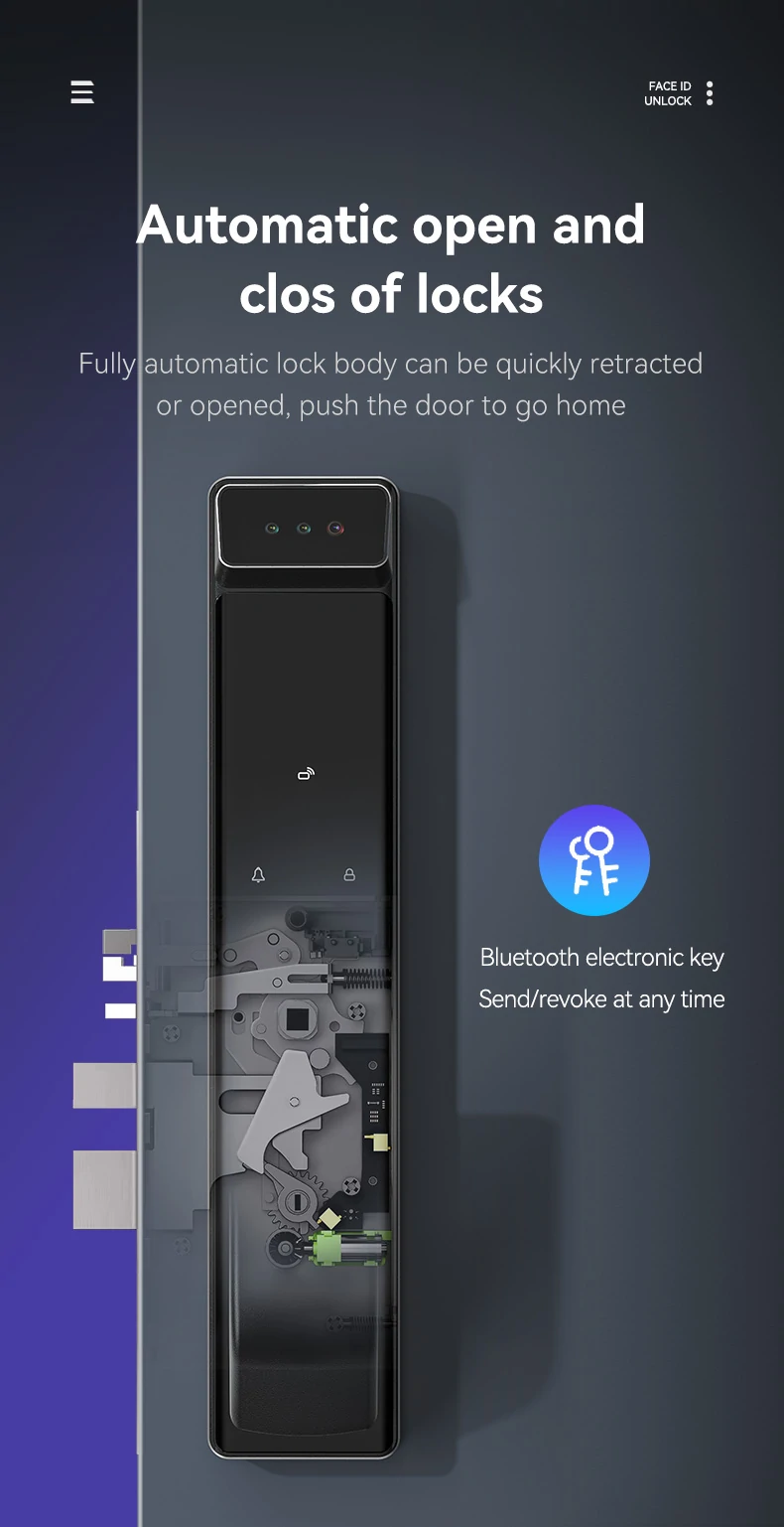 3D Face Smart Door Lock Security Camera Monitor Intelligent Fingerprint Password Biometric Electronic Key Unlock