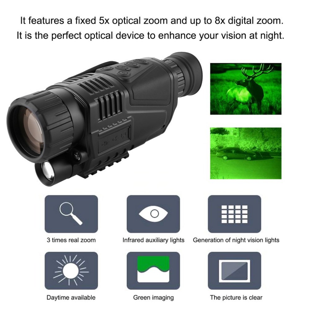 NVI-300 IR Infrared Digital Night Vision Wildlife Observe Hunting Telescope Range 200M Support Taking Photos Recording Replaying