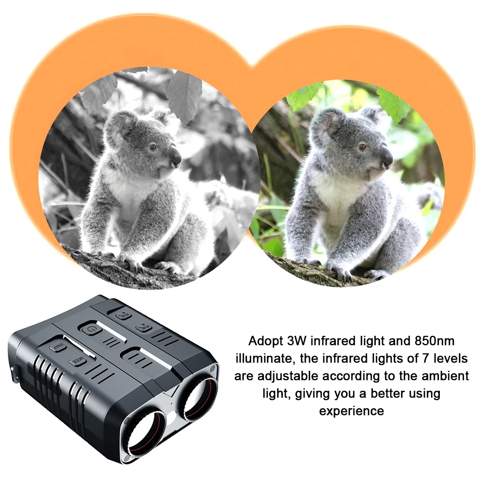 R19 1080P Digital Infrared Night Vision Device 5X Zoom Rechargeable Day Night Dual Use 7 Level Infrared Light IP54 Waterproof 300M Full Dark Viewing Distance Outdoor Binocular Night Vision Camera Infrared Telescope for Hunting Camping