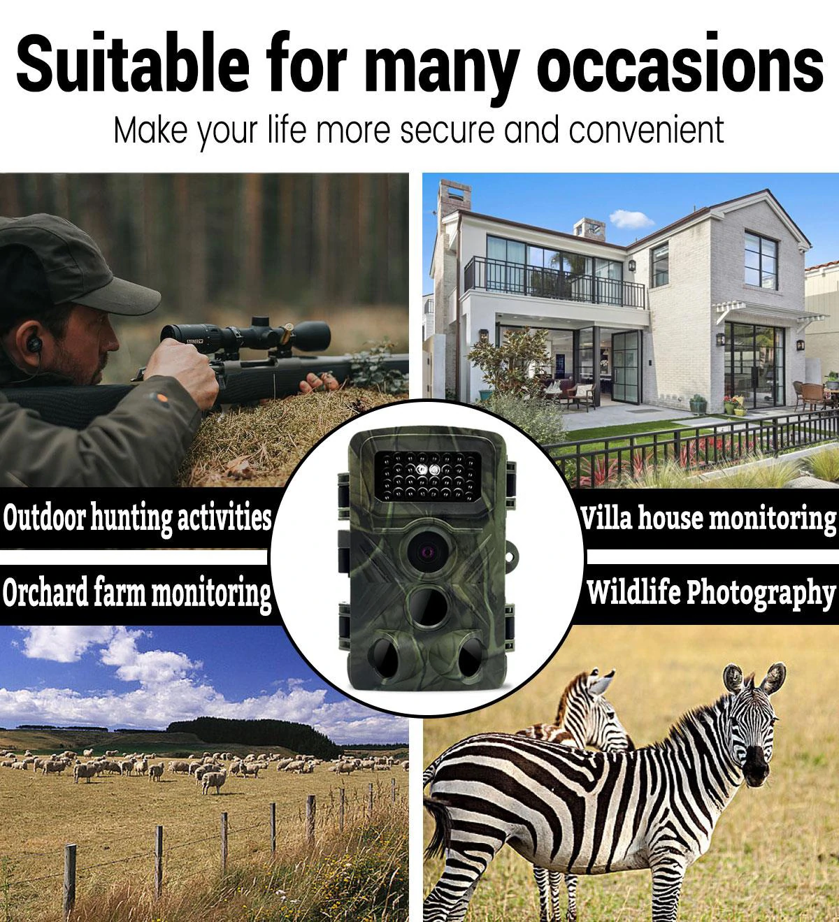 PR3000 36MP 1080P Night Vision Photo Video Taking Trail Huntings Camera Outdoor Animal Observation Monitoring Camera IP54 Waterproof