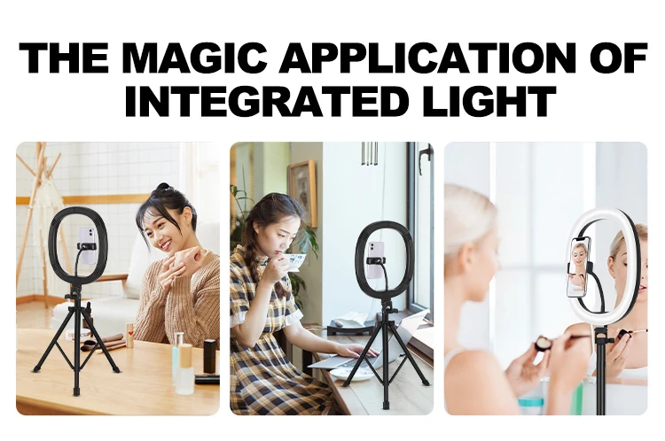 MZ-10 10 Inch Integrated Telescopic Folding Live Fill Light 3 Light Modes 10 Brightness Level Dimmable LED Ring Light for Makeup Photography YouTube Vlog TIK Tok