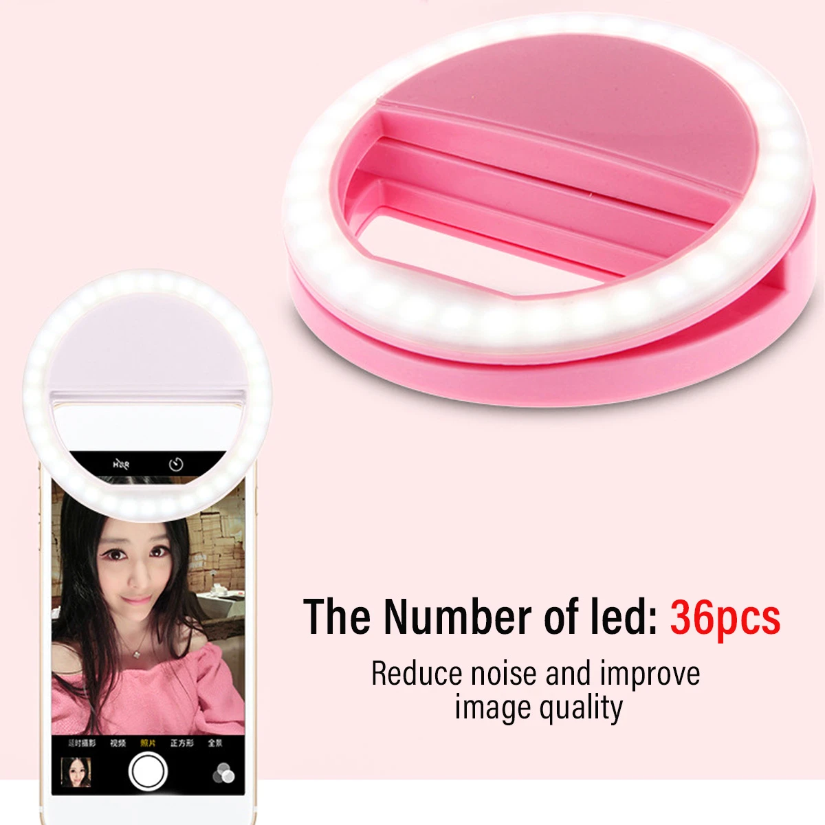 Round LED Ring Light Flash Fill Lamp Clip Camera for Mobile Phone Smartphone Selfie Photography Live Streaming Broadcast Without Battery