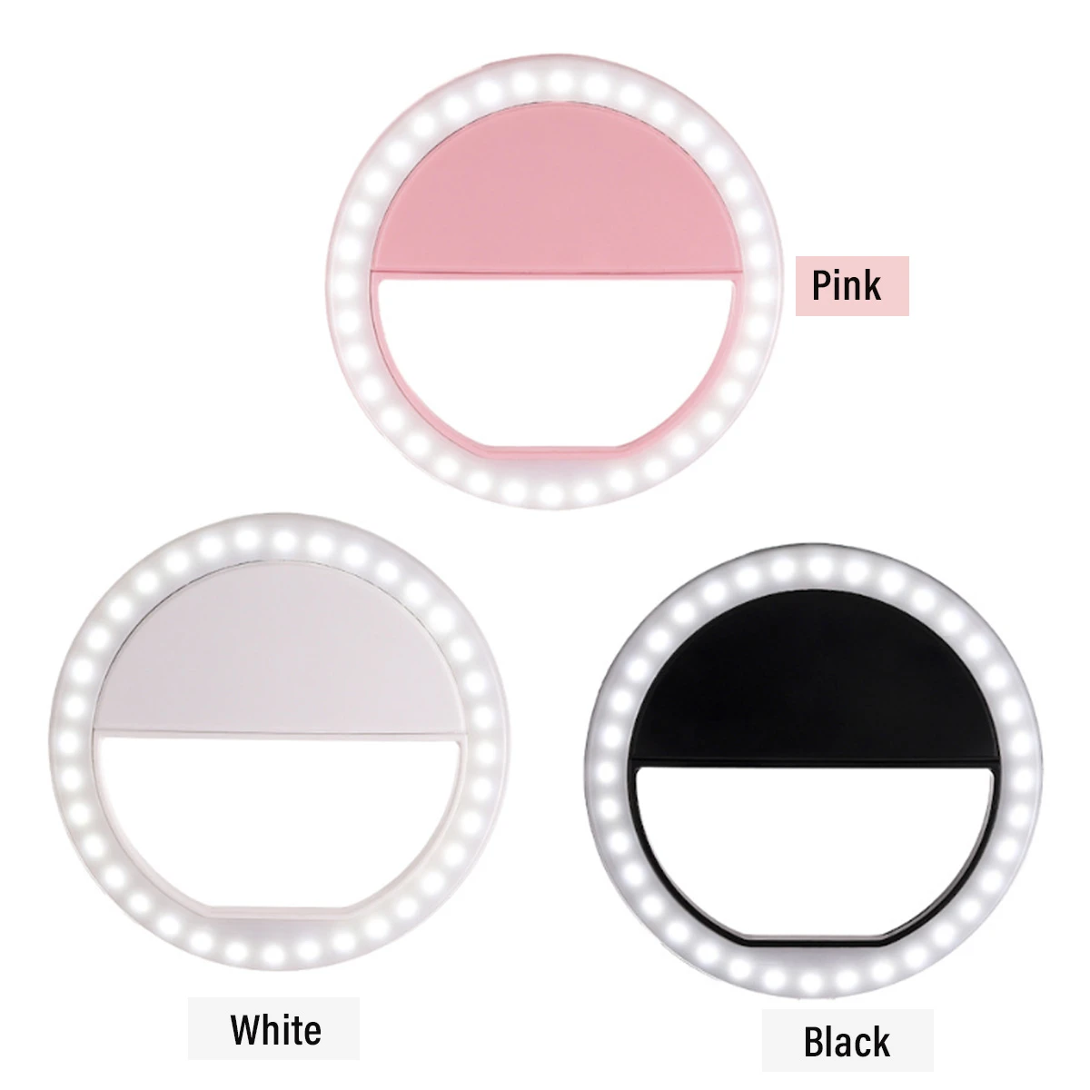 Round LED Ring Light Flash Fill Lamp Clip Camera for Mobile Phone Smartphone Selfie Photography Live Streaming Broadcast Without Battery